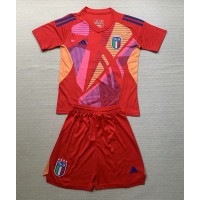 Camisa de time de futebol Itália Goleiro Replicas 2º Equipamento Infantil Europeu 2024 Manga Curta (+ Calças curtas)